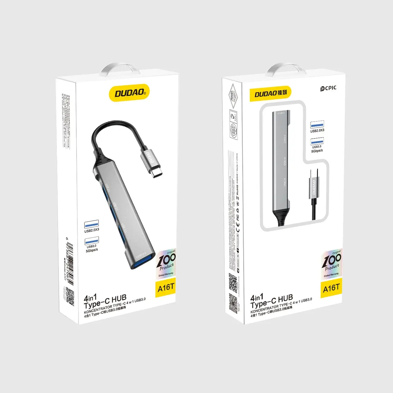 Dudao HUB 4in1 USB-C | 3x USB2.0, 1x USB3.0, Compact & Fast - MIZO.at