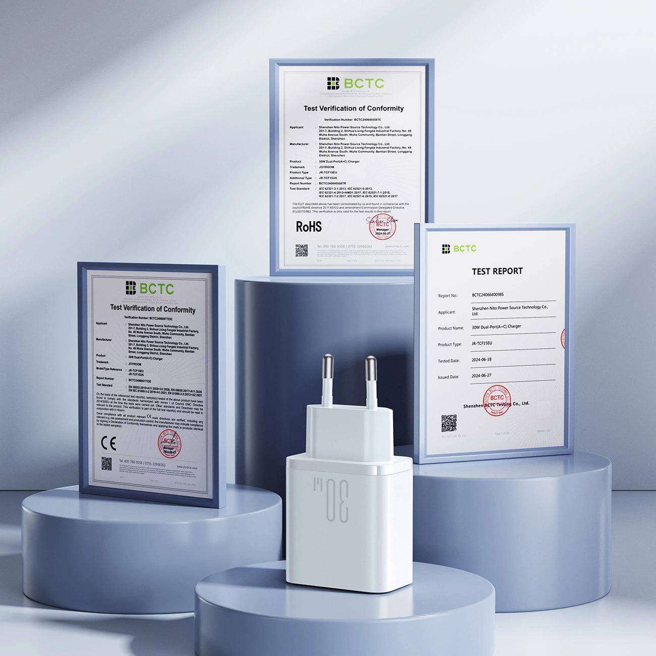 Joyroom JR-TCF15 30W Dual-Port Charger (USB-C & USB-A) | White - MIZO.at