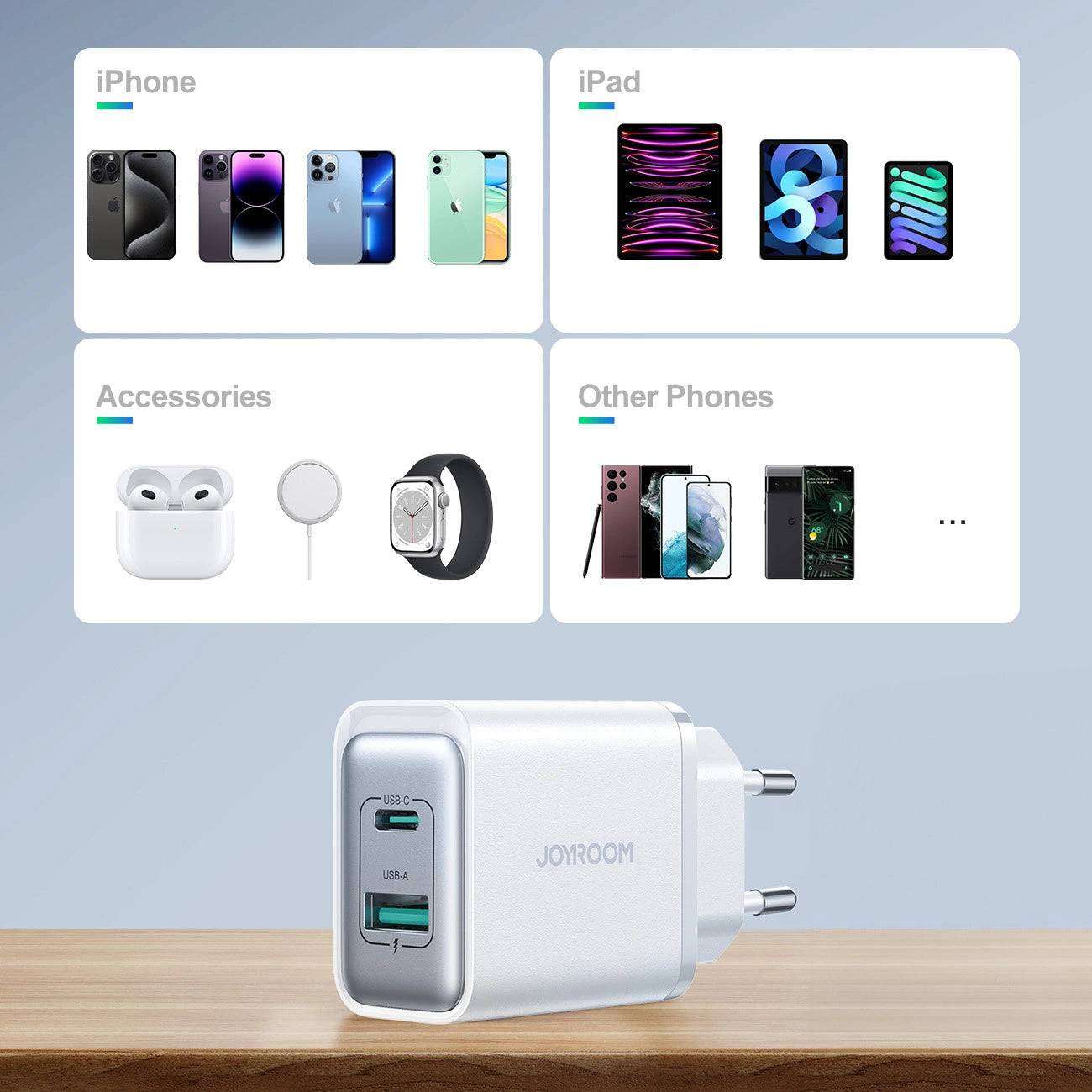 Joyroom JR-TCF15 30W Dual-Port Charger (USB-C & USB-A) | White - MIZO.at