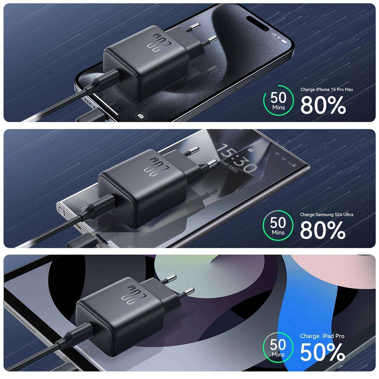 Joyroom JR-TCF20 USB-C PD 20W Charger | Compact & Fast | Black - MIZO.at