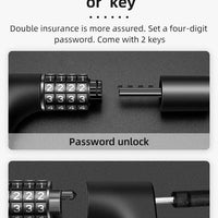 Rockbros 3230002001 Bicycle Lock | Key & Combination, Black - MIZO.at