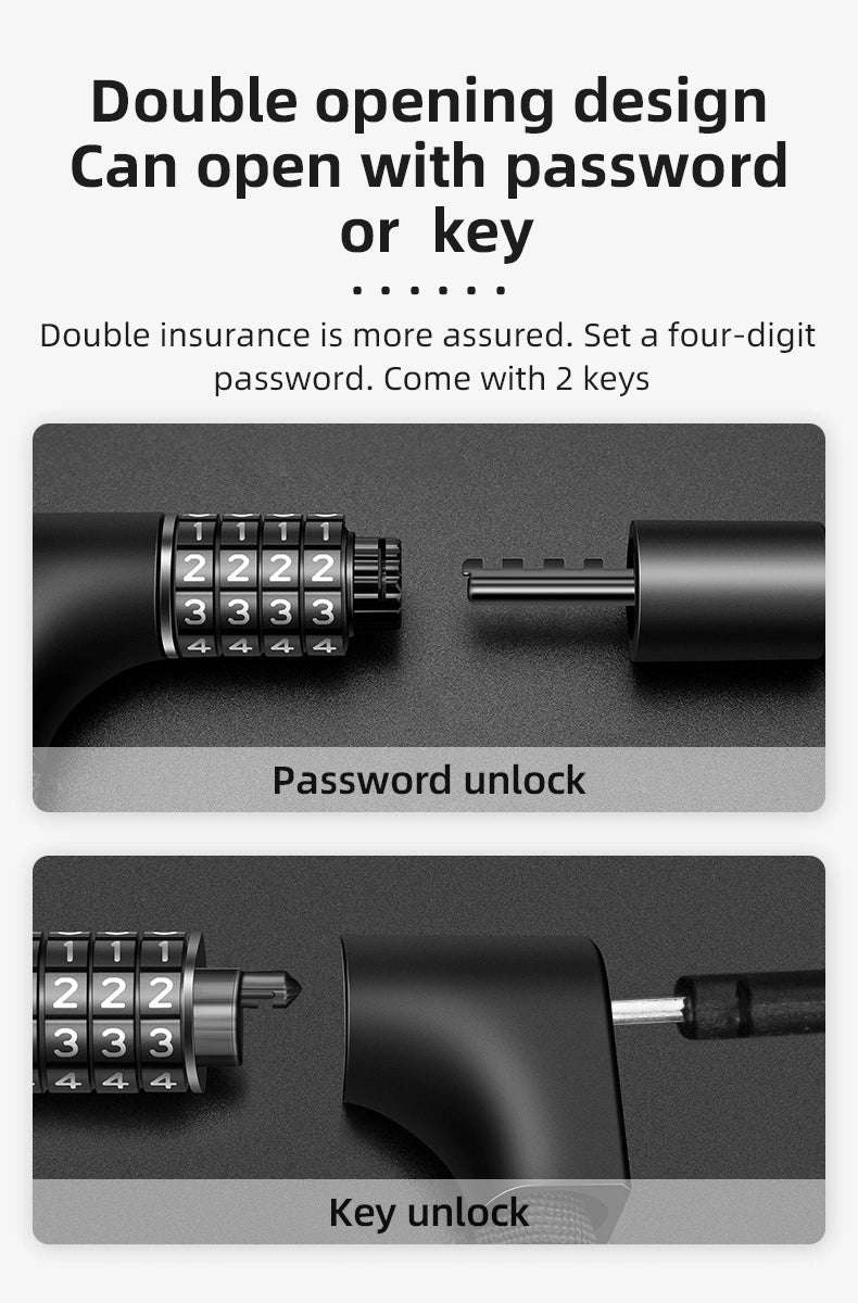 Rockbros 3230002001 Bicycle Lock | Key & Combination, Black - MIZO.at