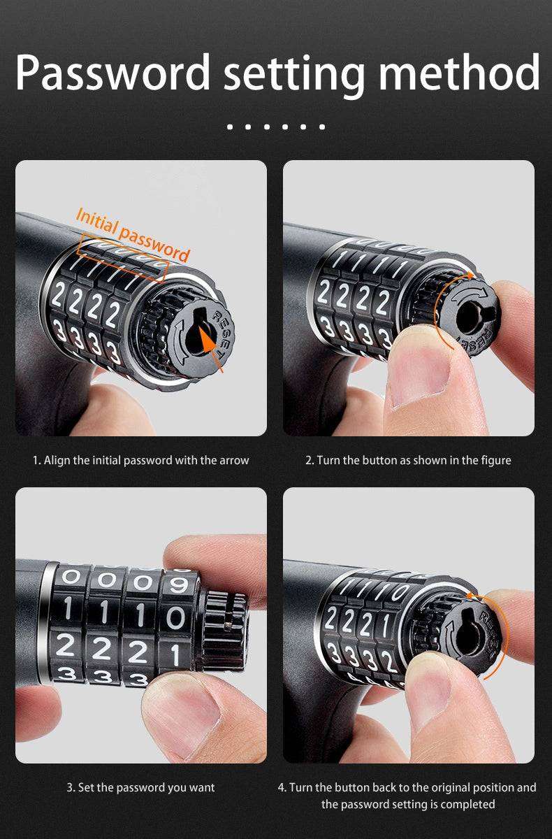 Rockbros 3230002001 Bicycle Lock | Key & Combination, Black - MIZO.at