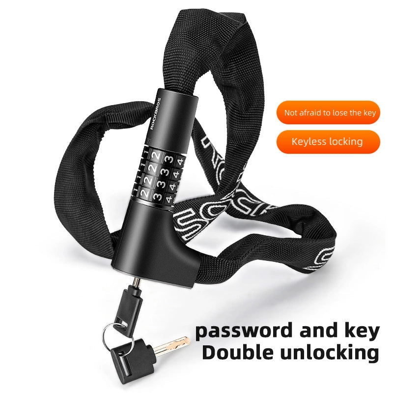 Rockbros 3230002001 Bicycle Lock | Key & Combination, Black - MIZO.at