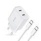 Tech-Protect Ladegerät 20W - USB-C PD & USB-A QC 3.0, Weiß mit Kabel - MIZO.at