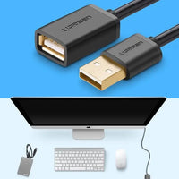 UGREEN USB Adapter Cable Female to Male 2m Black | Durable Connection - MIZO.at