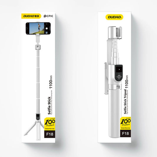 Dudao F18W Selfie Stick mit Bluetooth Stativ - 110 cm Teleskop, Weiß - MIZO.at