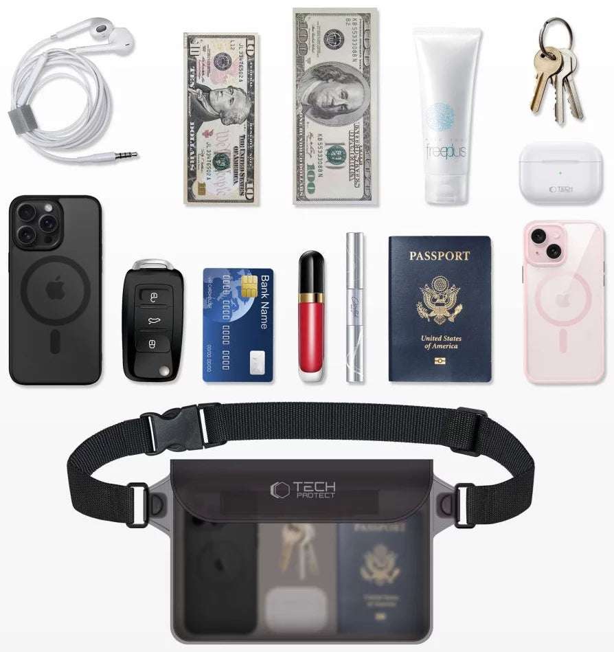 Tech-Protect UWP10 Waterproof Pouch | 10" Universal, Black/Clear - MIZO.at