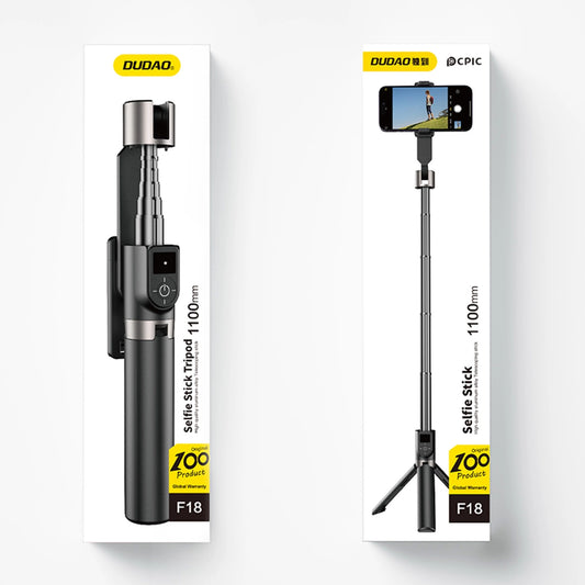 Dudao F18B Selfie Stick mit Bluetooth Stativ - 110 cm Teleskop, Schwarz - MIZO.at