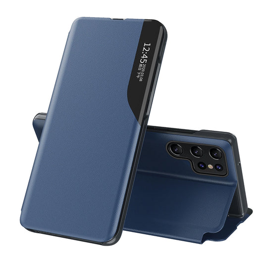 Samsung S24 Ultra Eco Leather View Case – Blau Premium Flip Cover - MIZO.at