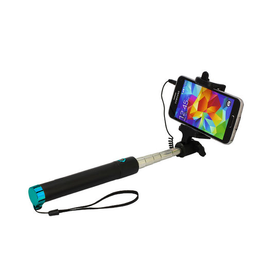 PT-Line Selfie Stick Kabelgebunden – Türkis 78cm Teleskopstab - MIZO.at