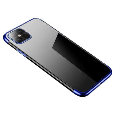 Samsung S22/S22+ Clear Case | Blue Metallic Frame TPU Gel Cover - MIZO.at