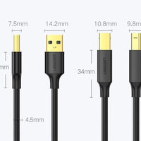 UGREEN USB Type-B Printer Cable | High-Speed 480Mbps 1.5m - MIZO.at