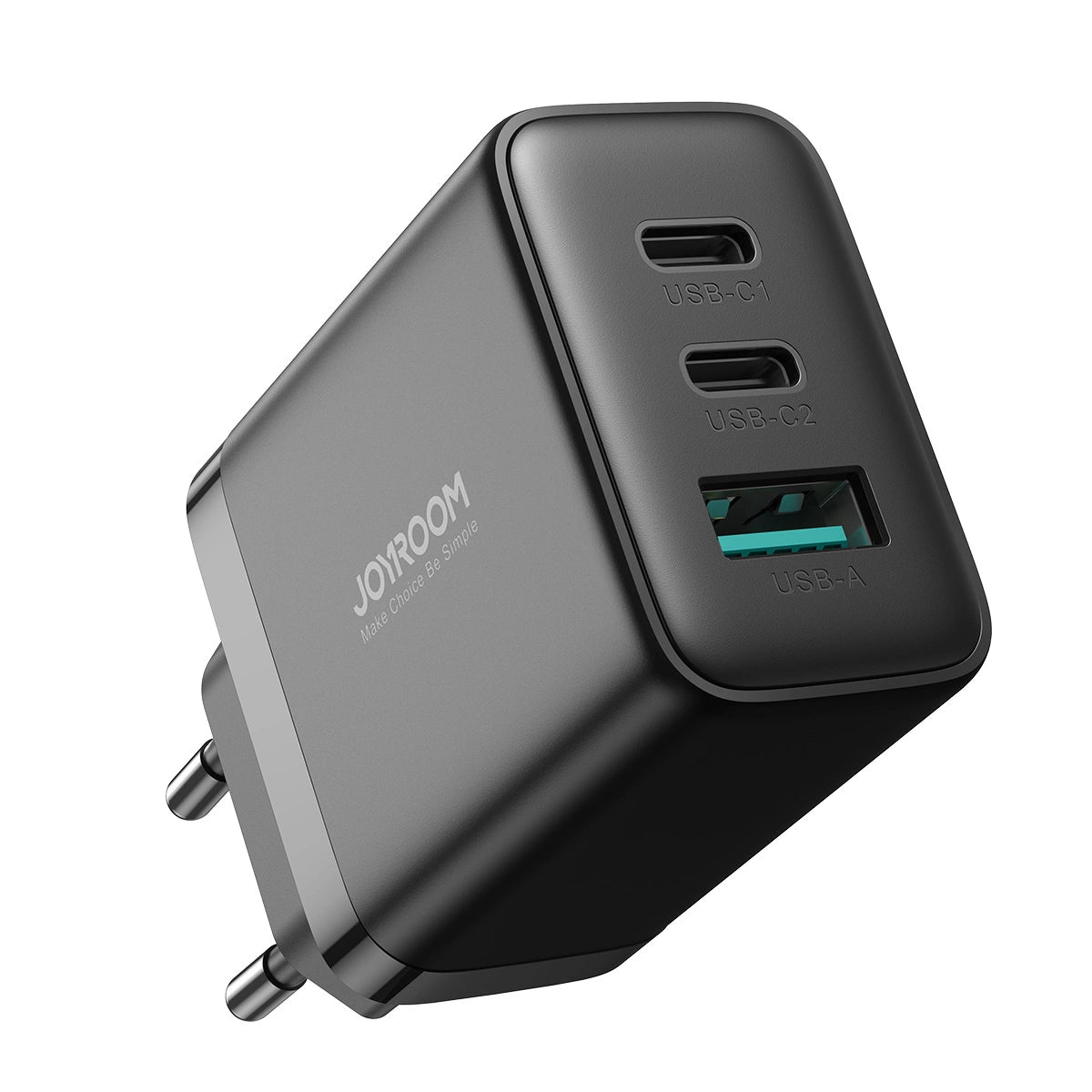 Joyroom JR-TCF10 32W Fast Charger with Dual USB-C & USB-A Ports - Black - MIZO.at