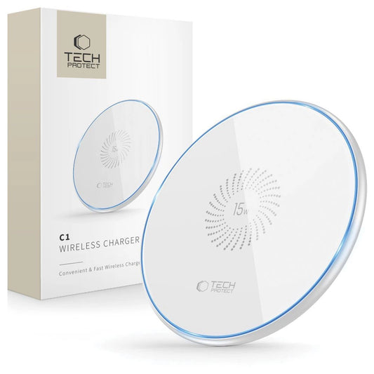 Tech-Protect 15W Inductive Charger | Fast Wireless Charging (White) - MIZO.at