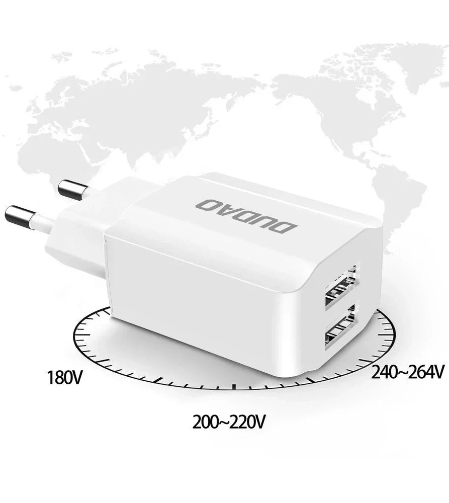 Dudao Dual USB Wall Charger - 2.4A Fast Charging EU Travel Adapter - MIZO.at