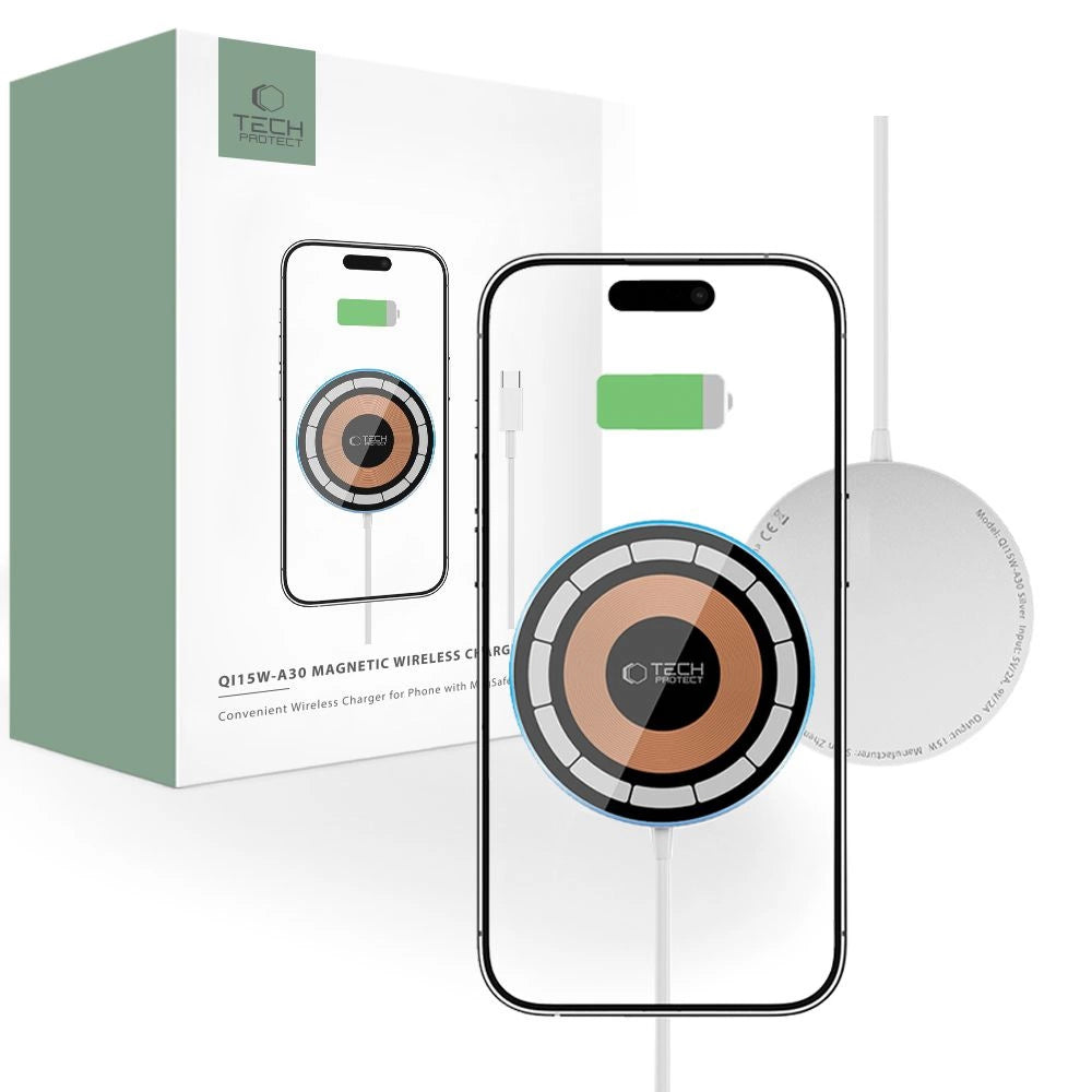 Tech-Protect 15W MagSafe Inductive Charger | 15W Fast Charging (Silver) - MIZO.at
