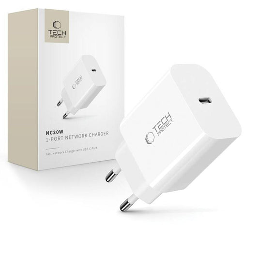 Tech-Protect NC20W PD Ladegerät 20W | Schnellladung, Weiß - MIZO.at