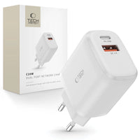 Tech-Protect C20W USB-C PD 20W / USB-A QC 3.0 Fast Charger - White - MIZO.at