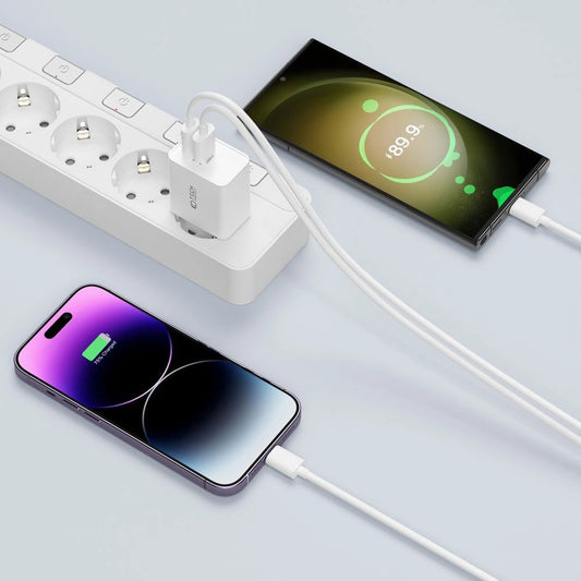 Tech-Protect C35W Dual USB-C PD 35W Schnellladegerät – Weiß - MIZO.at
