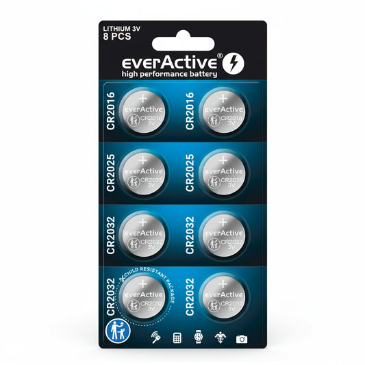 everActive Knopfzellen Set 8er – CR2032/CR2025/CR2016 - MIZO.at